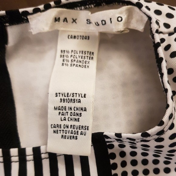 Max Studio Dress Size XS Womens Sheath Bodycon Polka Dots Striped Y2K Baddie - Picture 4 of 12